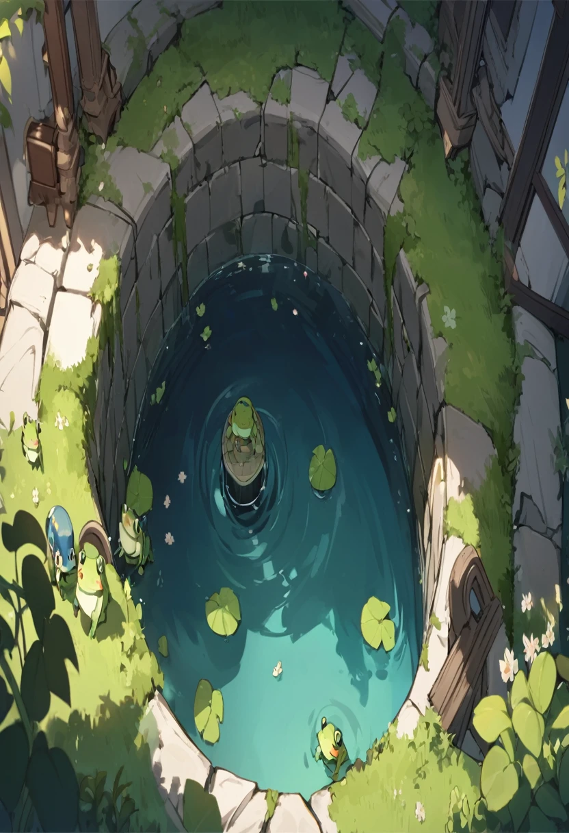 Little frogs,Help each other,Jump out of the ancient well,突出Little frogsHelp each other