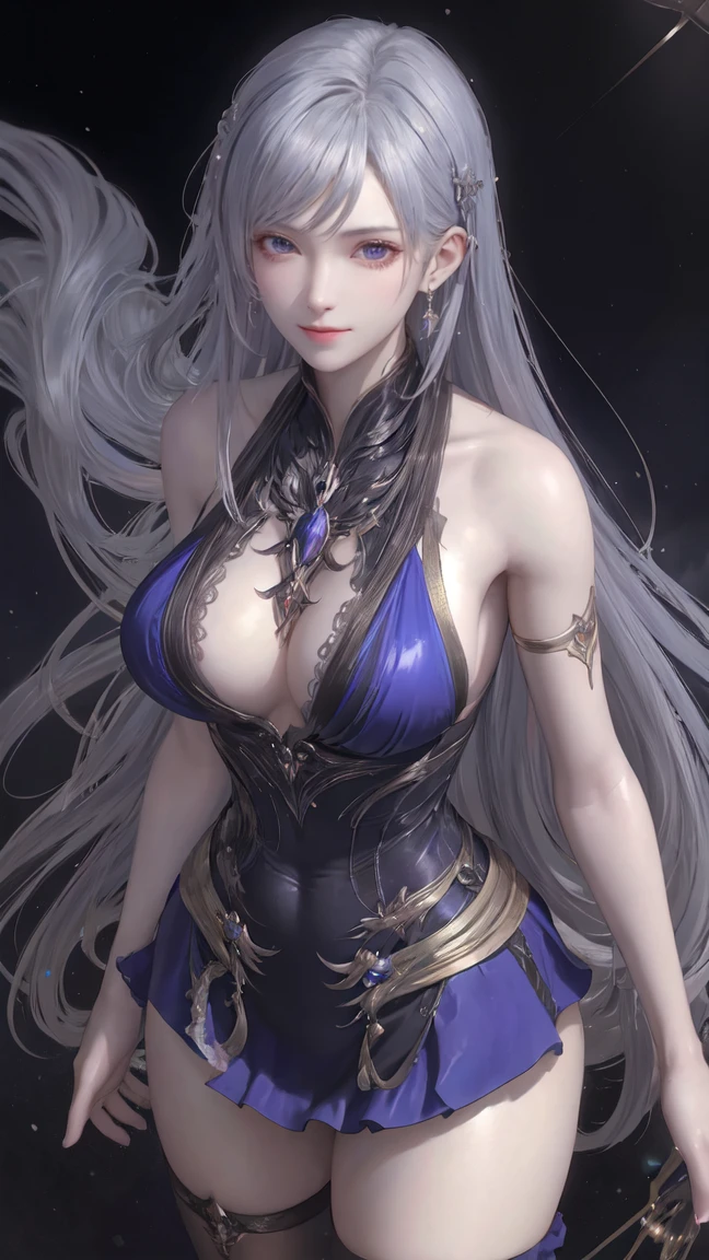 8k, masterpiece, bset quality, girl in tight black dress luxury, glossy, sexy girl fantasy anime artwork, fantasy anime illustration, 8k badass anime, anime art wallpaper 4k, 4k anime art wallpaper, 2.5 d cgi fantasy anime artwork, 8k anime art wallpaper, detailed digital anime art, beautiful fantasy anime, epic anime artwork , 4k anime wallpapers, detailed anime artwork, sexy, seductive, giant, women, anime style, best quality, extremely detailed, best silhouette), (details) font background, dark fantasy), (beautiful detailed face), high contrast, (best lighting details, extremely delicate and beautiful), ((cinematic lights)), colorful, super detailed, dramatic lighting, intricate details, (1 girl, solo, sharp face,...dark blue hair, super long hair, thick tifa-style bangs, long eyelashes, dynamic angles) , black light swirling around the character, depth of field, black light particles, wearing a luxurious, noble tight dress, tight, stockings, water effect, magic effect