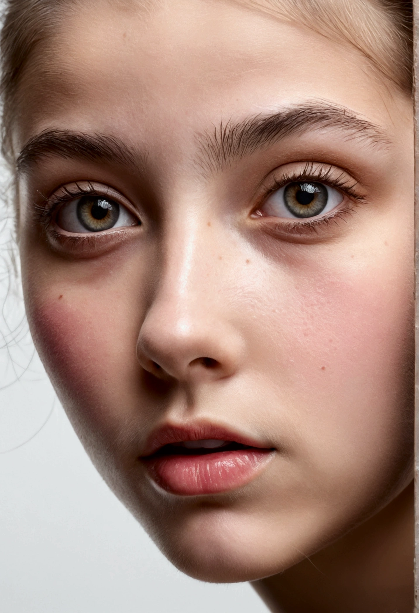 Visage de fille qui bouge droit et gauche avec une  souris qui parle 