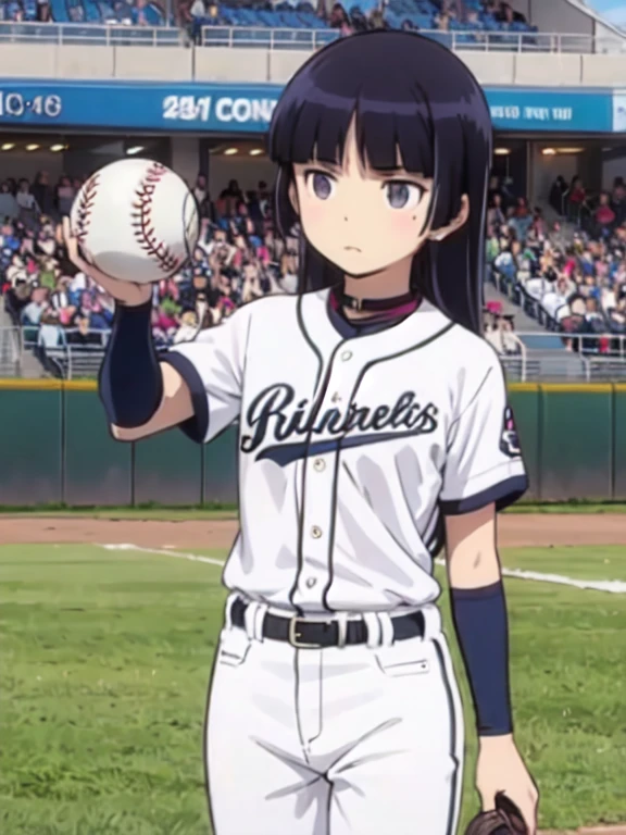 (Ultra-high resolution), (masterpiece), (Attention to detail), (high quality), (最high quality), One Girl, Black Hair, (Throwing Baseball), How to Throw a Baseball, pitcher, pitching, mound, Baseball, (Baseball Uniforms), Baseball hats, Baseball Belt, Green Field, Dugout, 