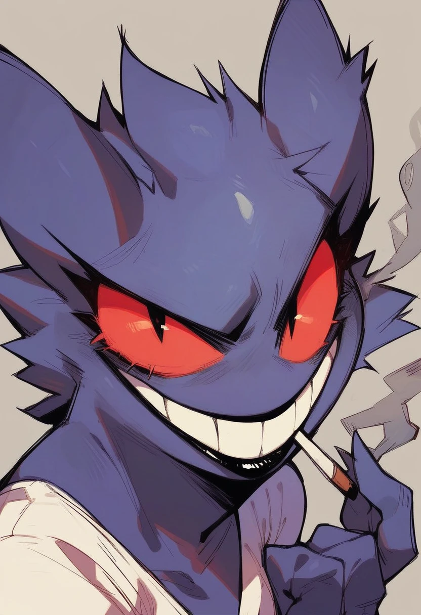 Pokémon gengar female, black lipstick, Smoking 