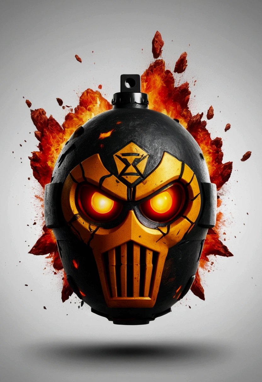 The logo would be an explosive grenade with a face with an evil appearance, War scenario with a lot of destruction, bombi, dynamite, 8k resolution, brand name TNT ESPORTS.. WRITTEN BELOW THE BRAND TNT ESPORS 
