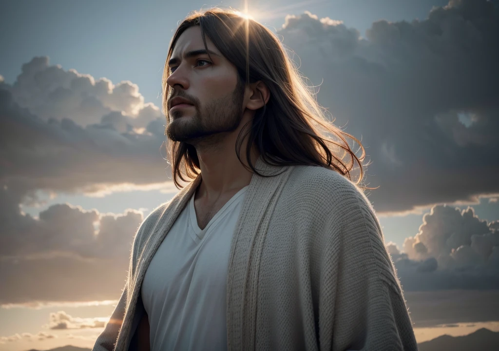 JESUS CHRIST floating and rising to heaven, sunlit, ascending to the kingdoms of heaven, realistic epic, Soft cinematic portrait, Adobe Lightroom, photo laboratory, highy detailed, Art by Greg rutkowski and ArtGerm, Neutral Colors: 1.2), (hdr: 1.4), (subdued colors:1.2), hyperdetailed, (art station:1.4), cinematic, warm lights, dramatic light, (details Intricate:1.1), complex background, (Rutkowski:0.66), (blue and orange:0.4), 1080x1920 resolution, 1 men, Many people