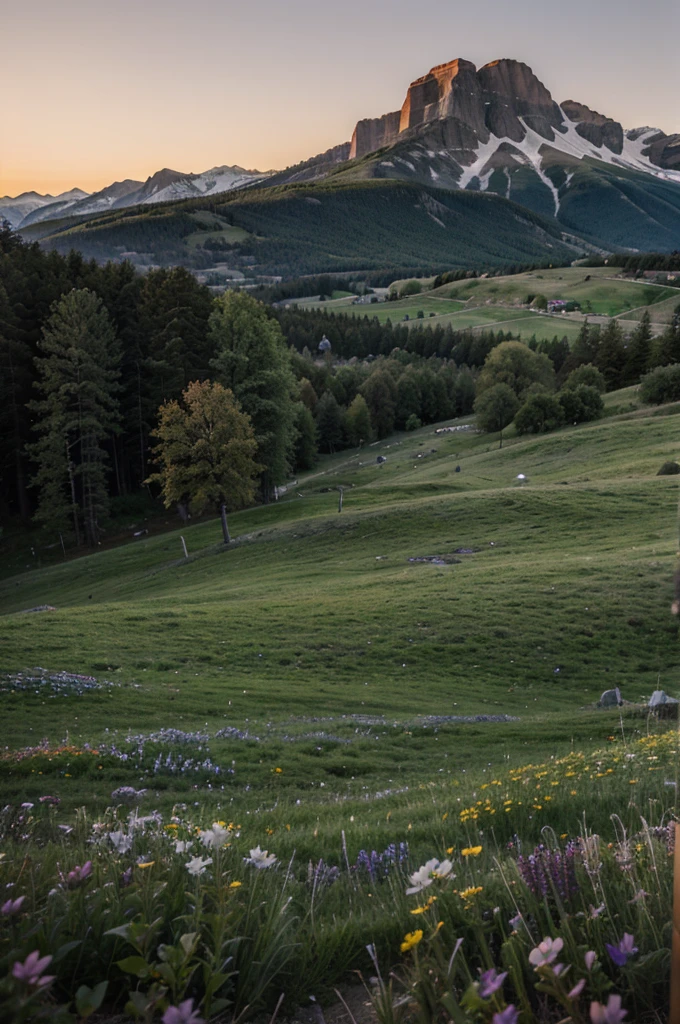 Dusk in the mountain meadow
