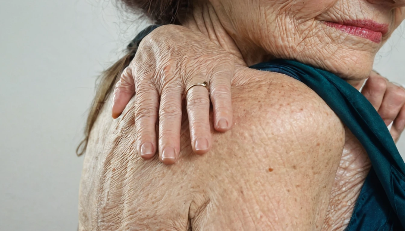 An old female hand on Emily’s shoulder
