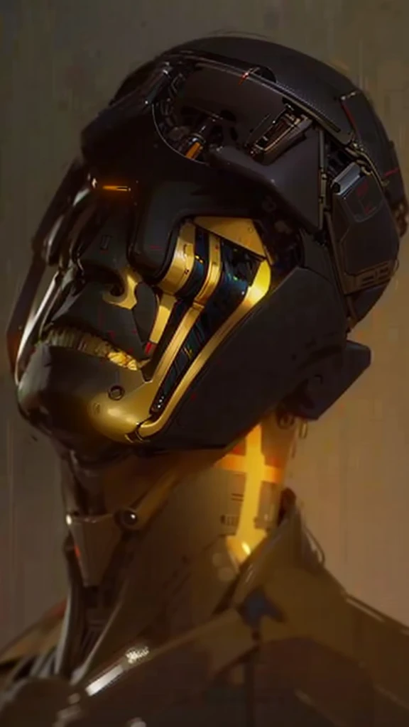 dark_imaginary,cyberpunk,(Saw,Saw man,red:1.1),1man,Mechanical Marvel,Robotic presence,Cyber Guardian, Dark cyberpunk