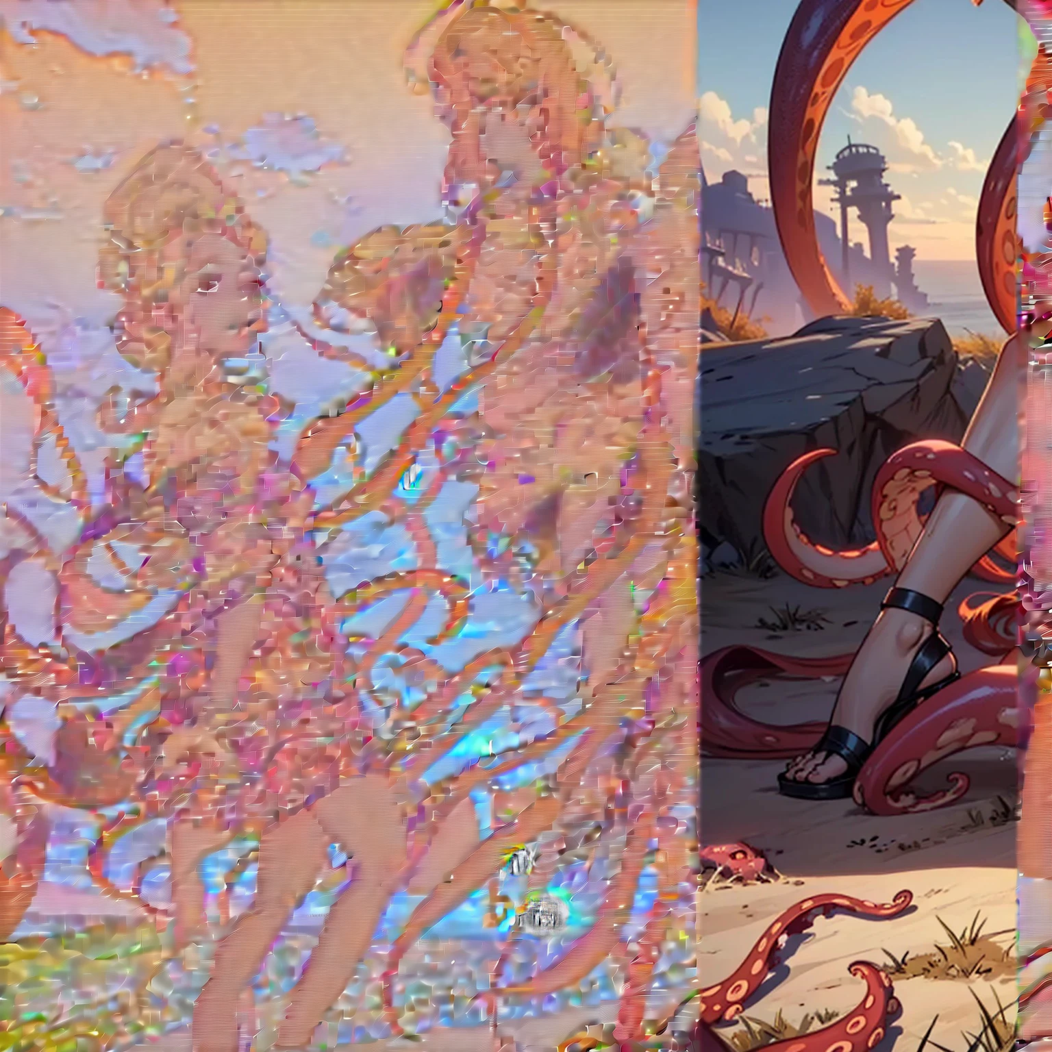 (((tentacles))),(((beach))),(((sunset)))