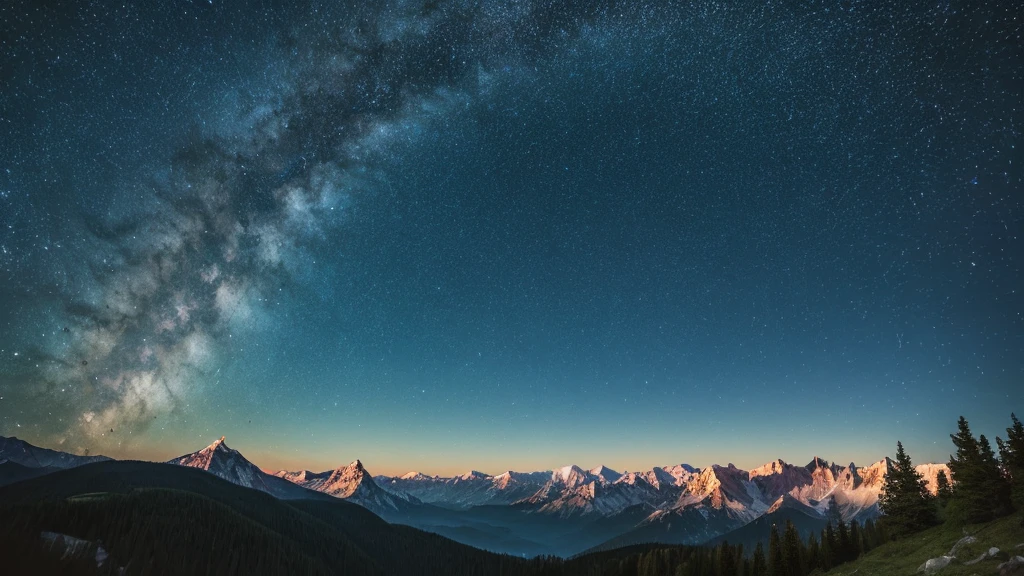Starry Sky, mountain landscape