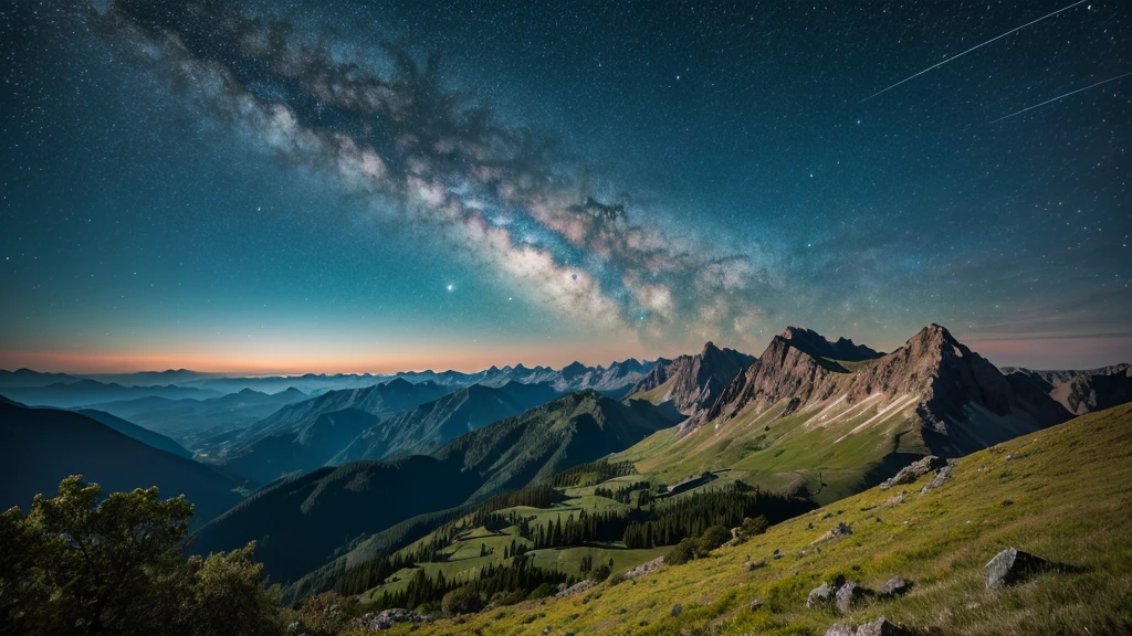 Starry Sky, mountain landscape