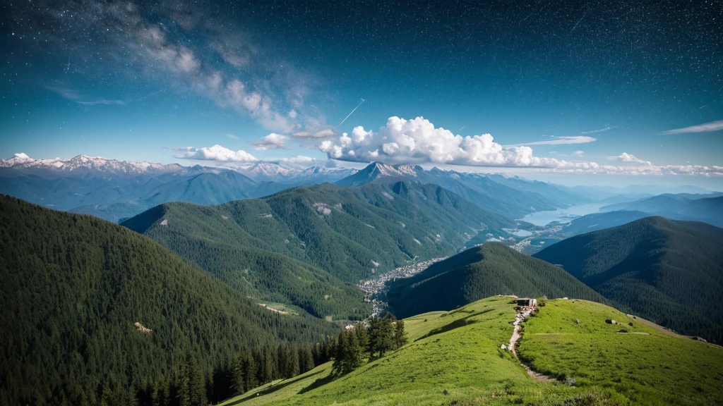 Starry Sky, mountain landscape