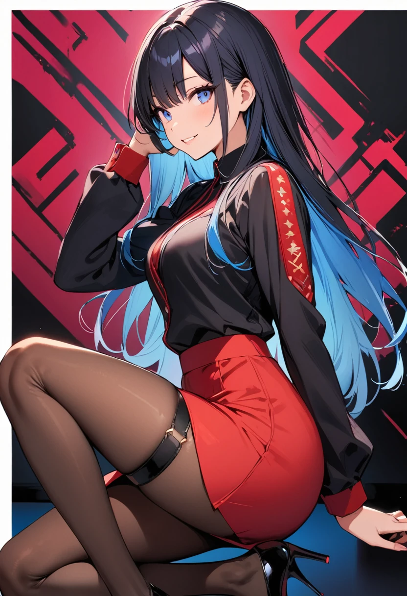 high quality,Cool Beauty, 最high quality、 Stylish design, (((The most beautiful girl))), ((Thin legs))、(((最high quality))), High resolution, ((detailed)), ((masterpiece)), ((Super detailed)), 、B girl fashion、Black Hair、Inner Color、((Sexual))