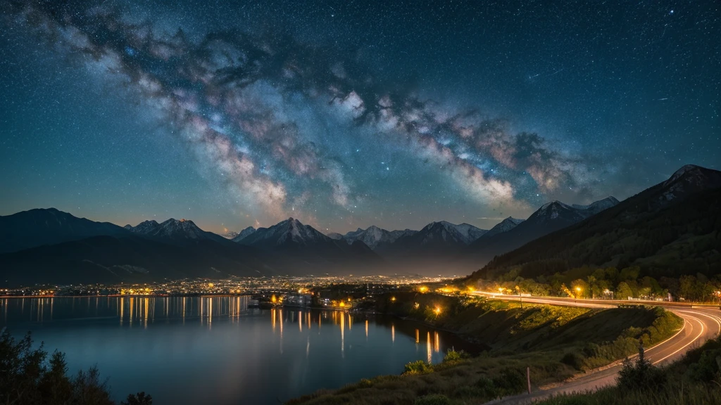 Starry Sky, mountain landscape