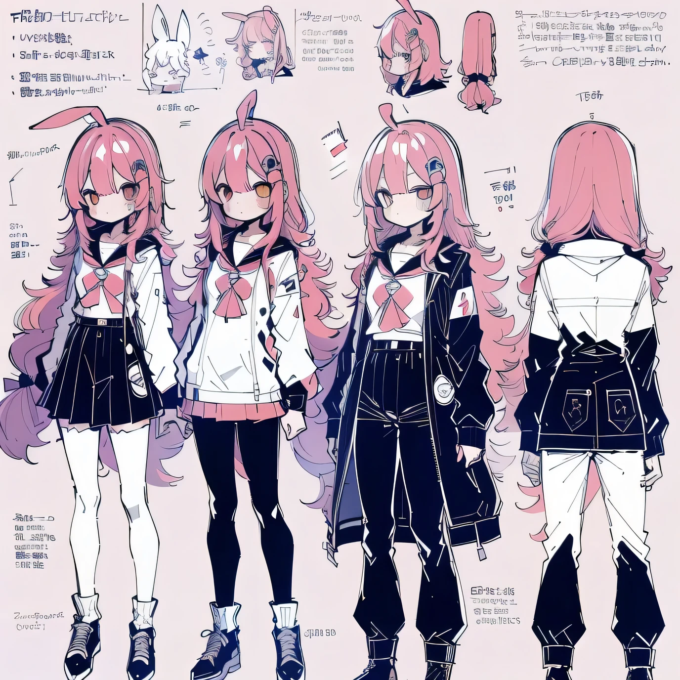 Kizi, robot horse,Type sheet, character sheets, Three types,full body shot shot,game character design,h1Kizi in, ((Character information)、(Chara Leaf)、Type sheet, character sheets, Three types,full body shot shot,game character design,colorfully, Ablaze, long hair, hypdertailed, Bunnygirl, crocodile