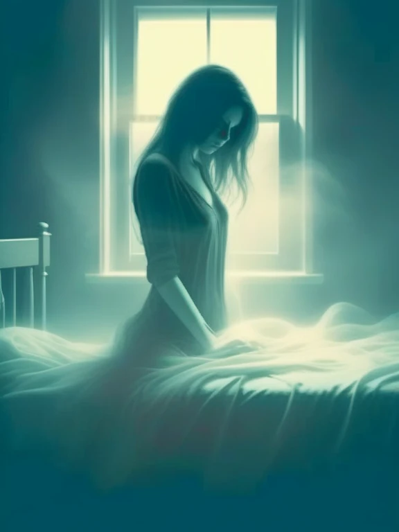 mentixis girl death in bedroom, dark enigmatic atmosphere 