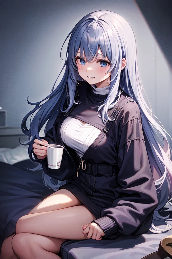 male、Fanning、blue eyes、Gray Hair、Grinning、jumper