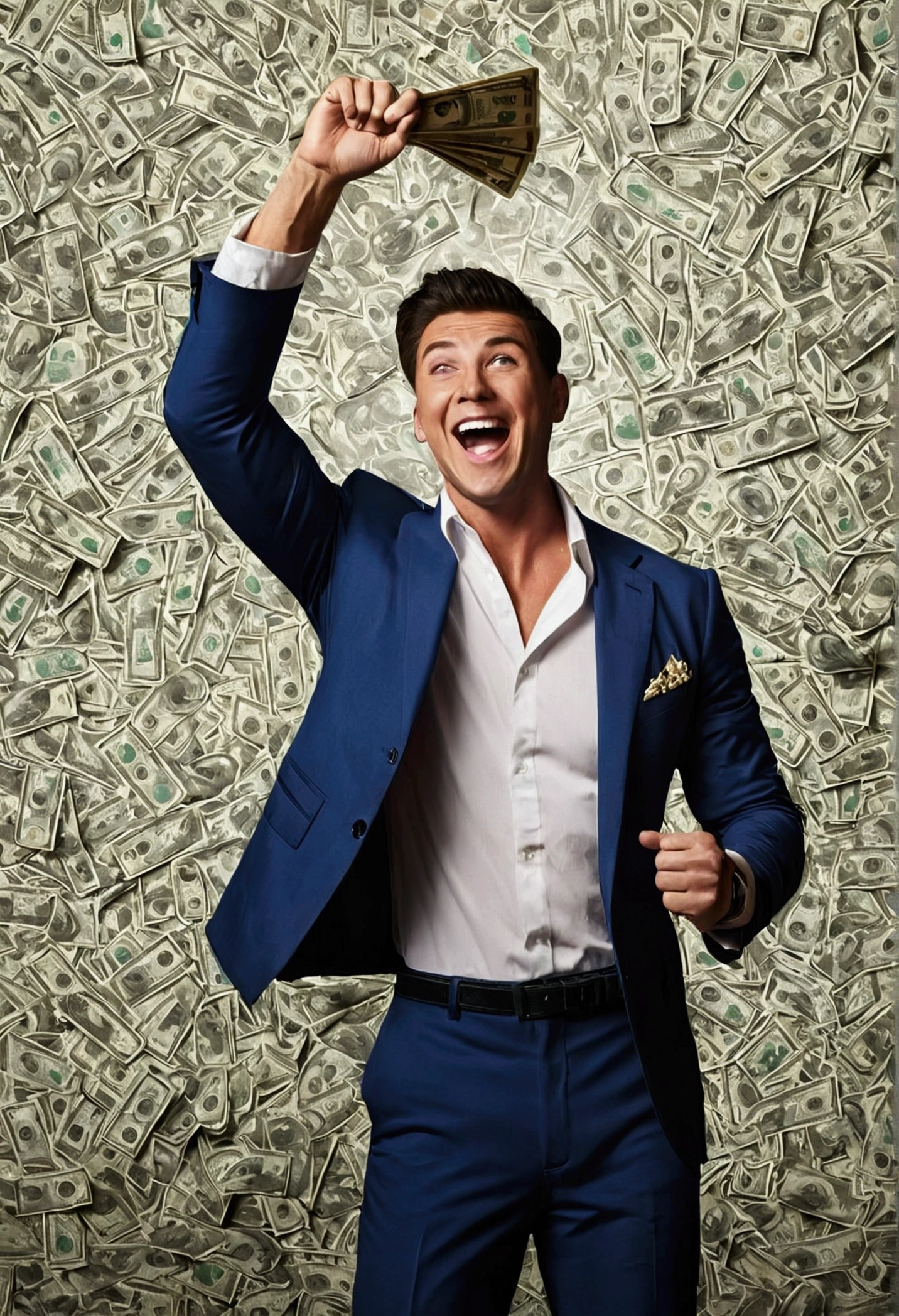 Winning the lottery, success, hurrah, good luck, happiness, Artwork, male