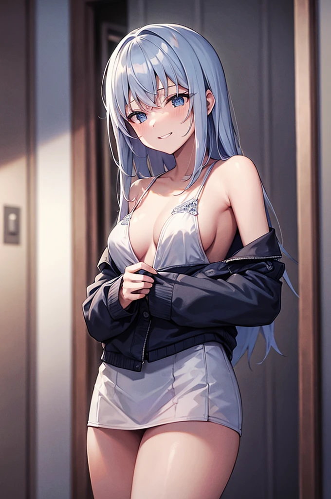 Fanning、blue eyes、Gray Hair、Grinning、jumper、Sex