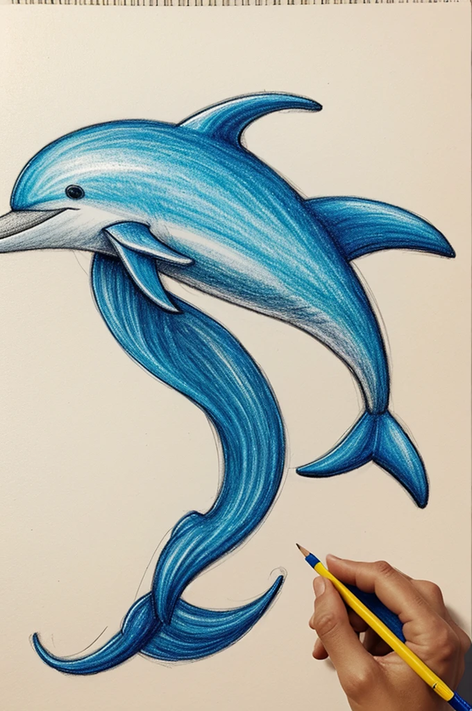 scribble art pencil dolphin
