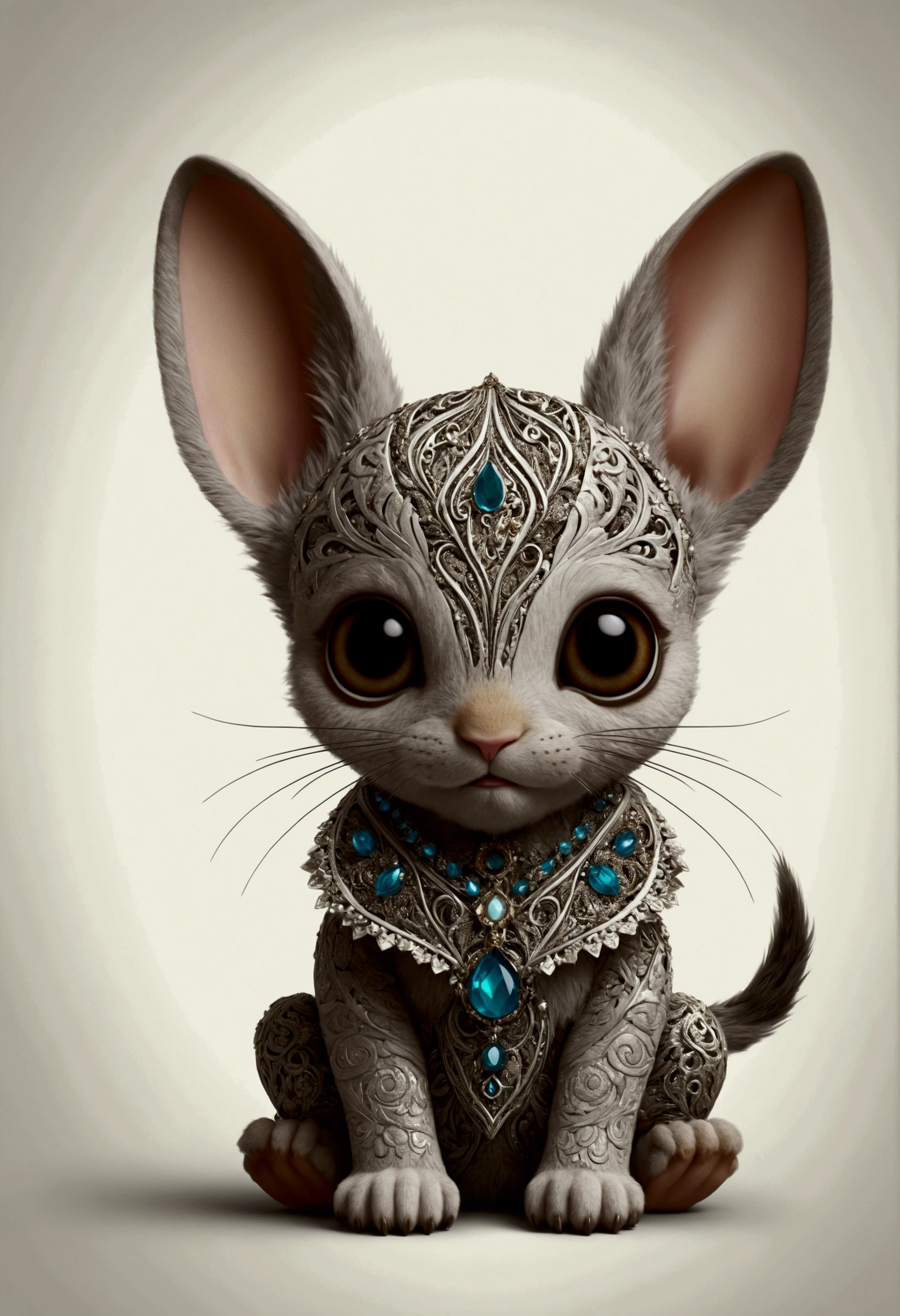 cute female anthropomorphic rabbit, adorable detailed face, big expressive eyes, small nose, plump lips, detailed fur texture, intricate patterned dress, elegant pose, delicate butterfly wings, golden filigree jewelry, fantasy woodland background, cinematic lighting, vibrant color palette, (best quality,4k,8k,highres,masterpiece:1.2),ultra-detailed,(realistic,photorealistic,photo-realistic:1.37)