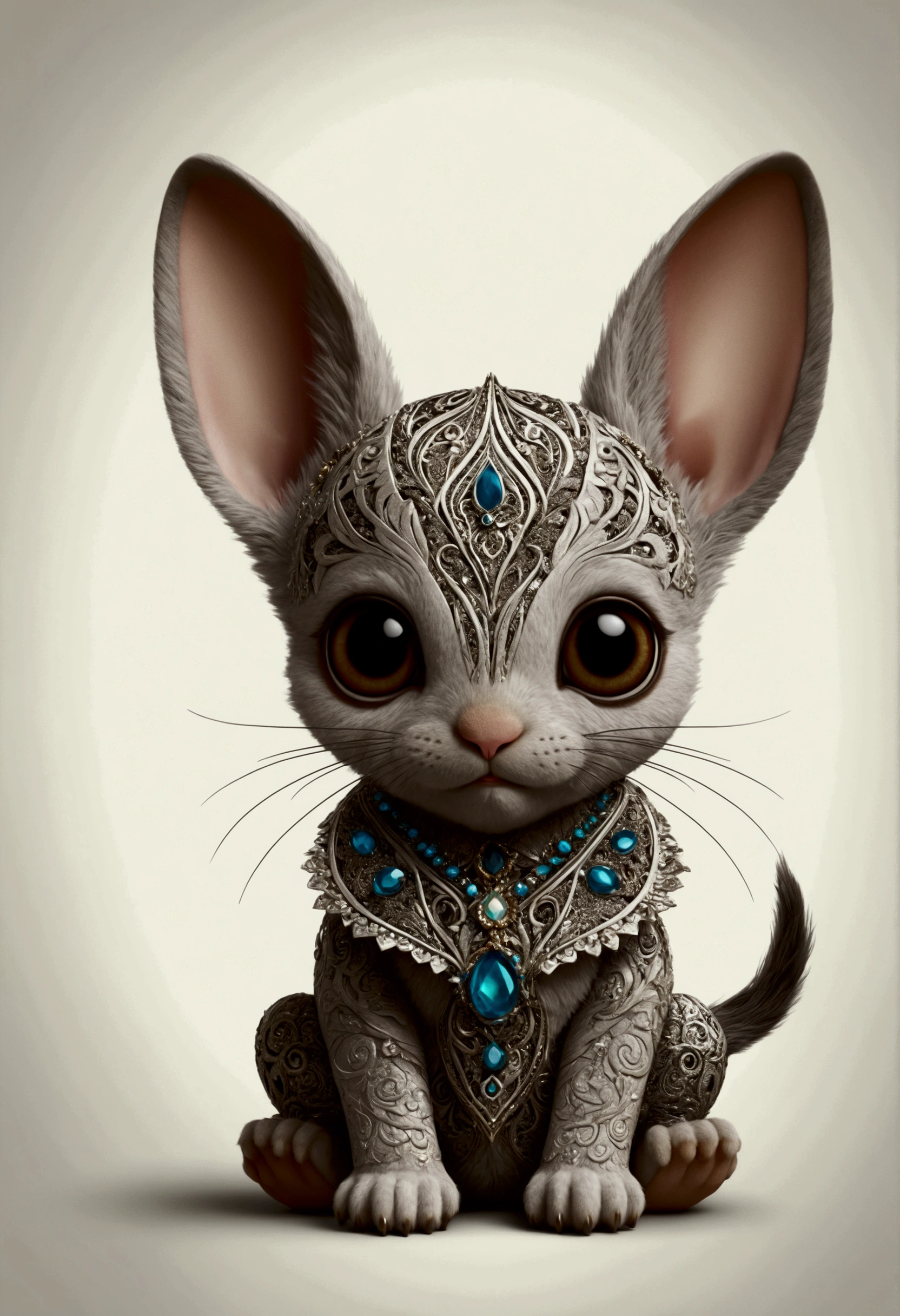 cute female anthropomorphic rabbit, adorable detailed face, big expressive eyes, small nose, plump lips, detailed fur texture, intricate patterned dress, elegant pose, delicate butterfly wings, golden filigree jewelry, fantasy woodland background, cinematic lighting, vibrant color palette, (best quality,4k,8k,highres,masterpiece:1.2),ultra-detailed,(realistic,photorealistic,photo-realistic:1.37)