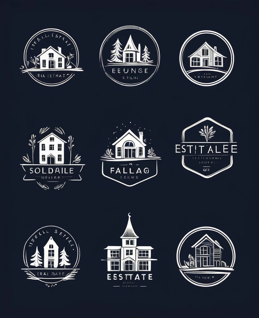 Simple and elegant real estate logo collection. Hand drawn modern style logos