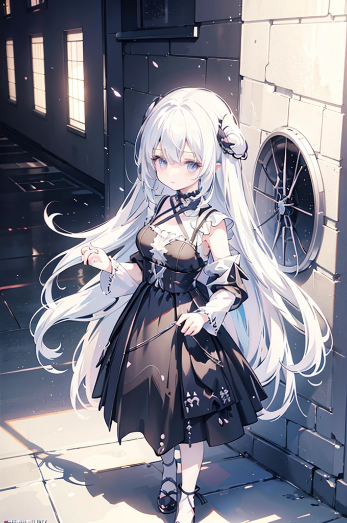 Anime-style image of a woman with white hair and black clothing, Cute 3D anime girl render, Cute anime waifu in a nice dress, From Arknights, Anime VTuber Full Body Model, April Rendering, Anime girl in a black dress, Gothic Maiden Anime Girl, Highly detailed characters, Official character art,exorcist