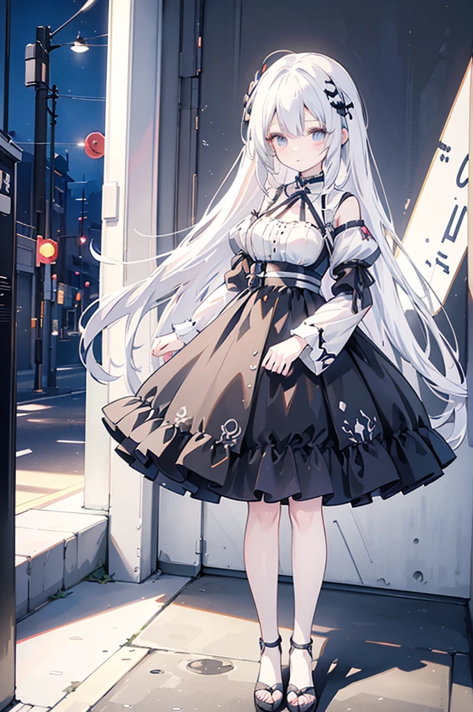 Anime-style image of a woman with white hair and black clothing, Cute 3D anime girl render, Cute anime waifu in a nice dress, From Arknights, Anime VTuber Full Body Model, April Rendering, Anime girl in a black dress, Gothic Maiden Anime Girl, Highly detailed characters, Official character art,exorcist