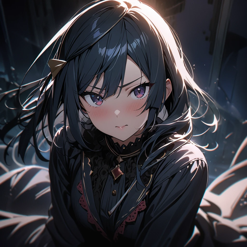 (Yuuki Setsuna), cool, dramatic pose, (masterpiece, best quality, ultra detailed), (cinematic lighting), looking at viewer, romantic face, 