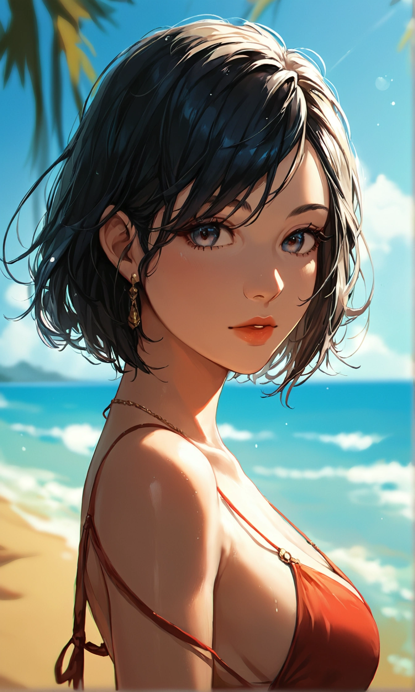 score_9, score_8_up, score_7_up, score_6_up, score_5_up, score_4_up, BREAK source_anime,rating_save, Beautiful Female short hair ,beach