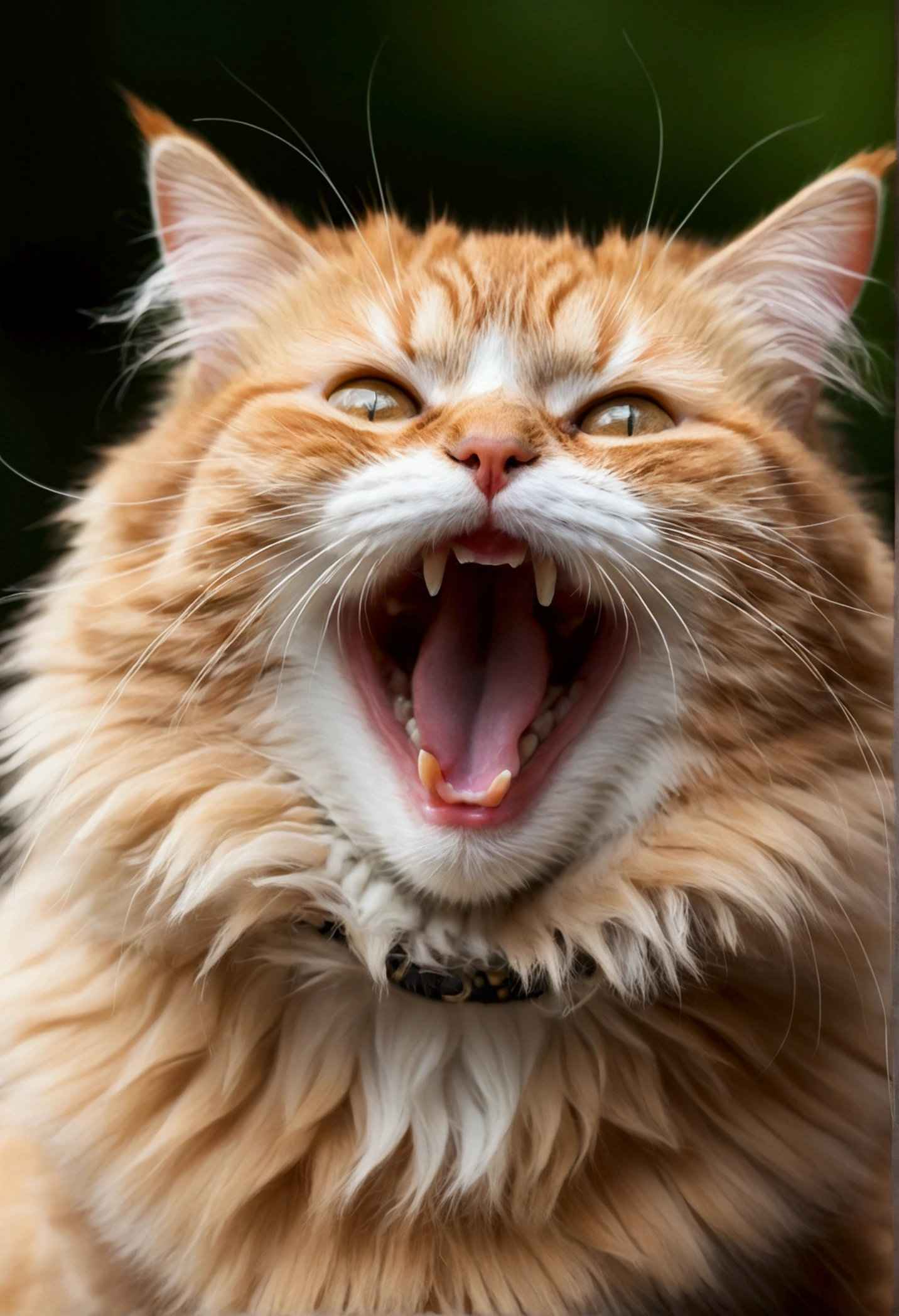 Fluffy cat laughing out loud,cute
