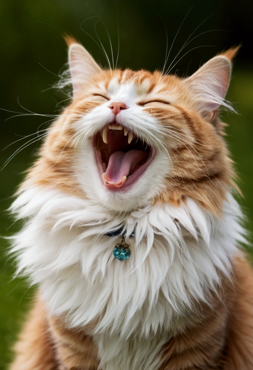 Fluffy cat laughing out loud,cute