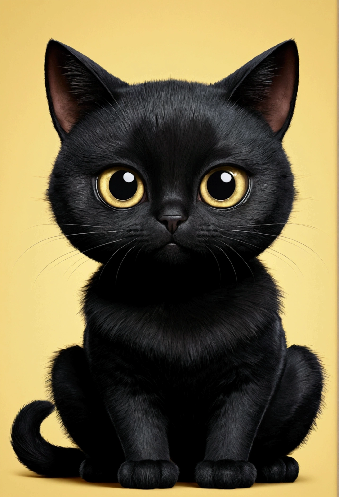 Black cat Big eyes cute character A fat cat