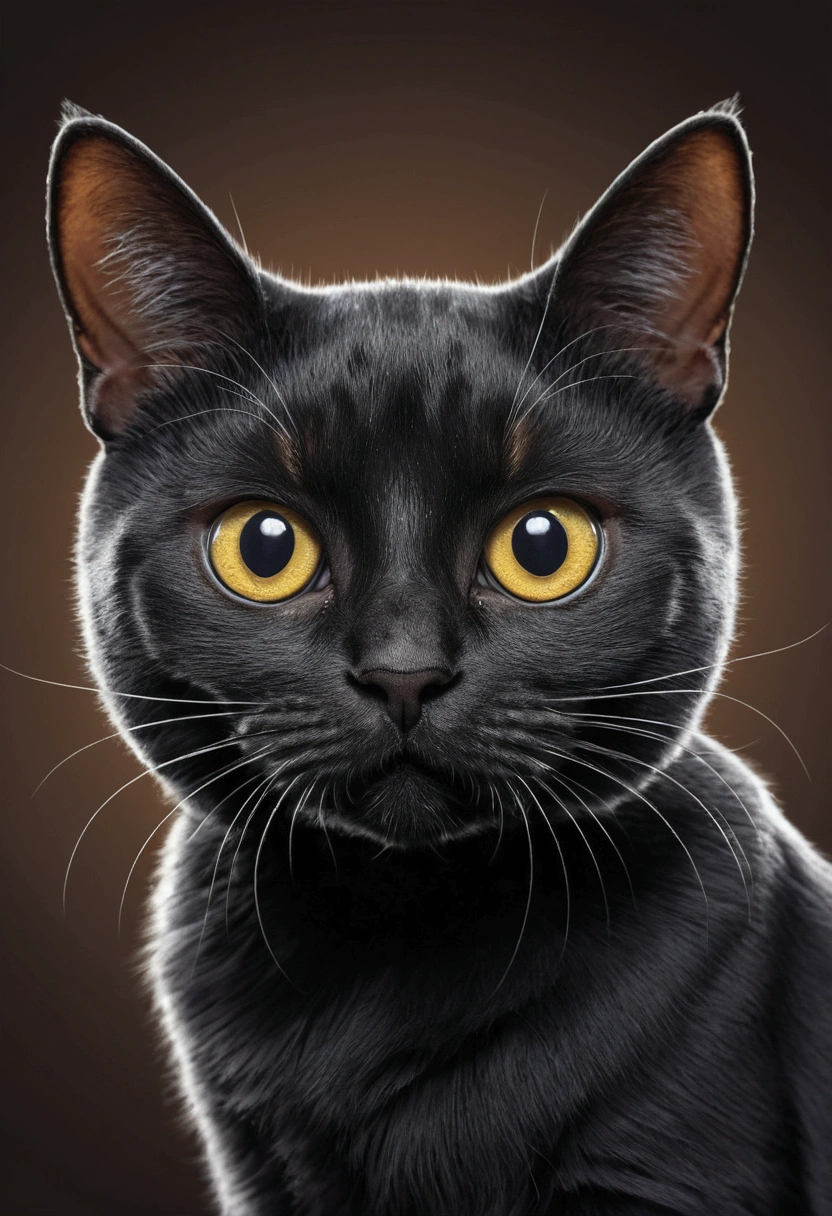Black cat Big eyes cute character A fat cat