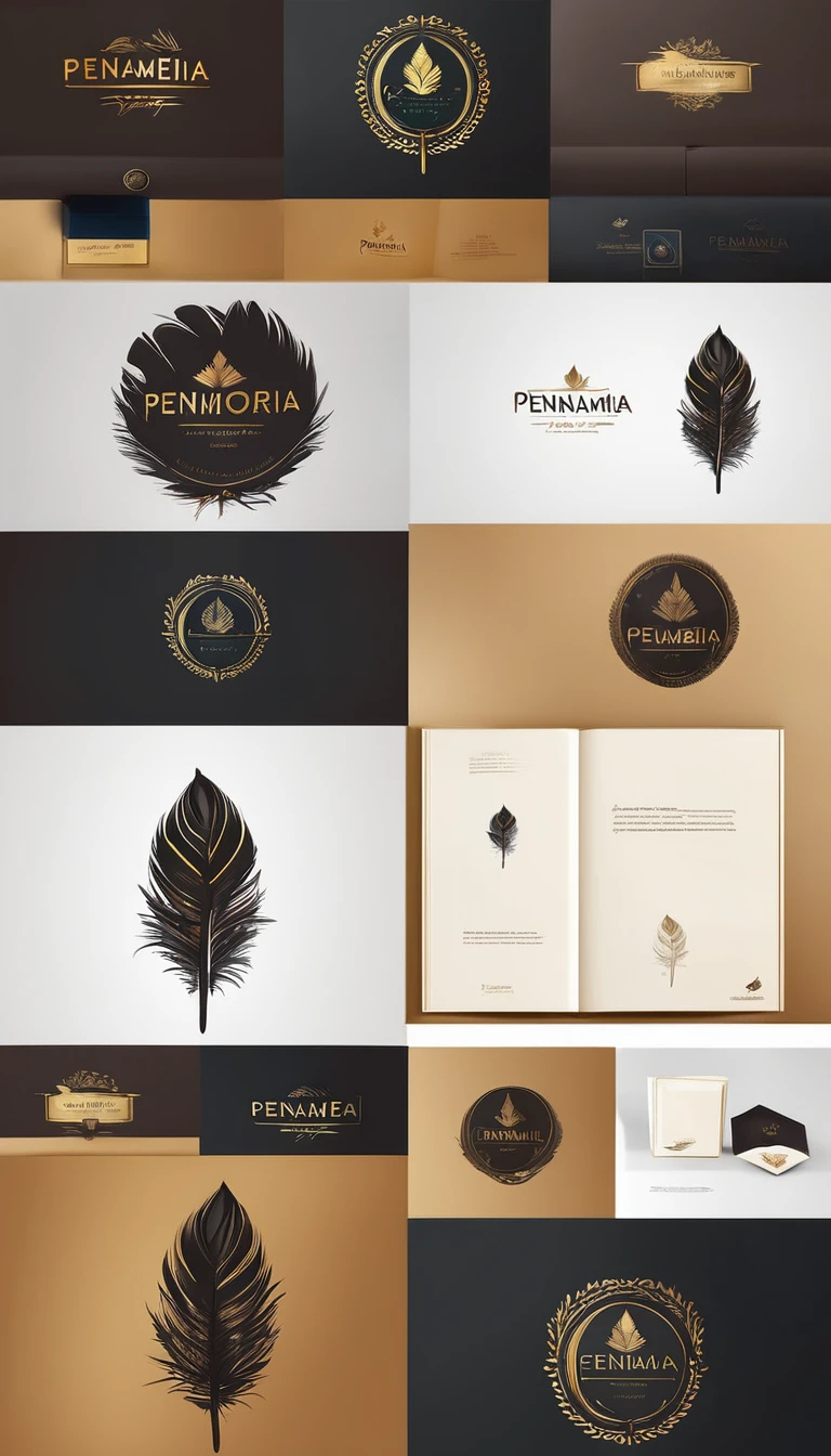 Create a minimal, modern, simple, inspirational, memorable, dream like logo design of a boy and a feather for the brand “Penamemoria".