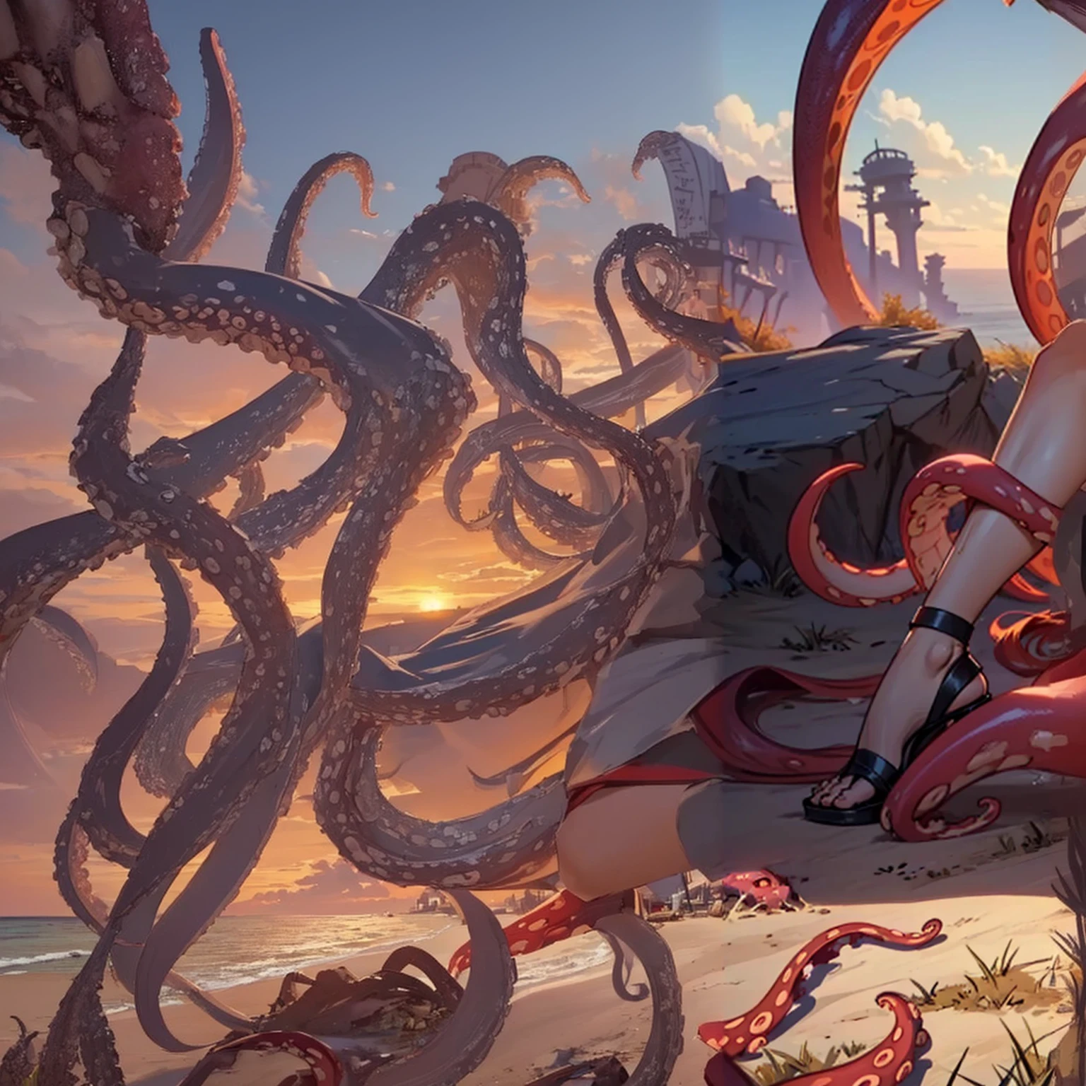(((tentacles))),(((beach))),(((sunset)))