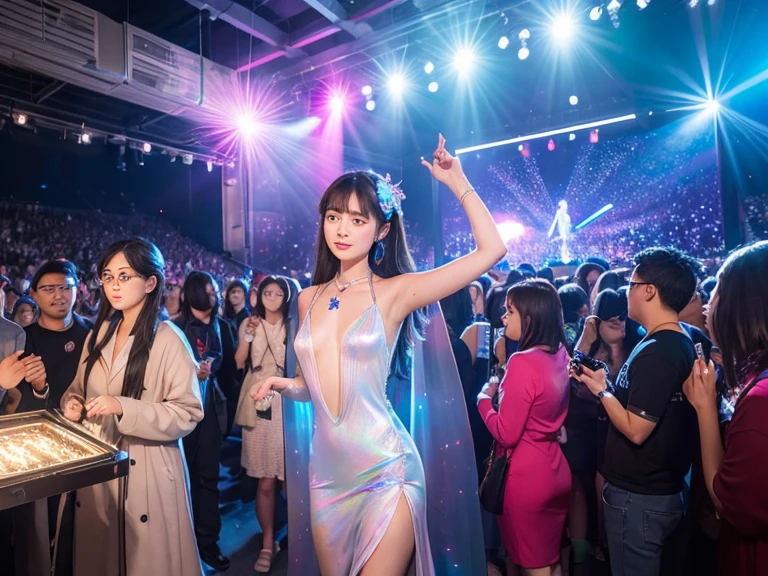 A mysterious beautiful girl appears in the laser、Beautiful Style、The rising crowd、Iridescent rays