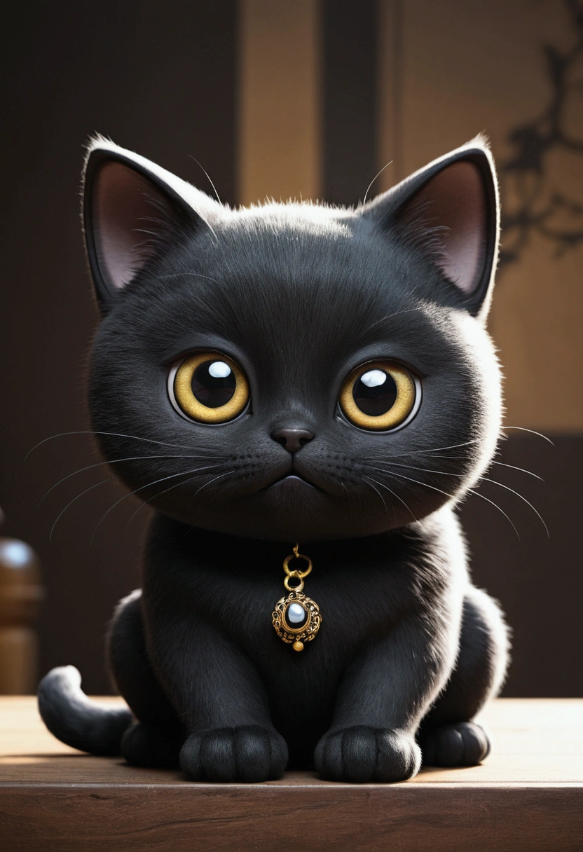 Black cat Big eyes cute character A fat cat、Big belly