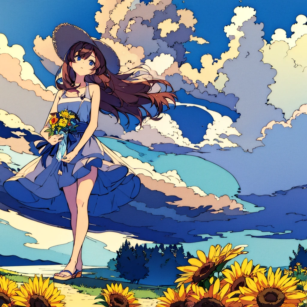 Girl with a bouquet Modern Cumulonimbus Summer