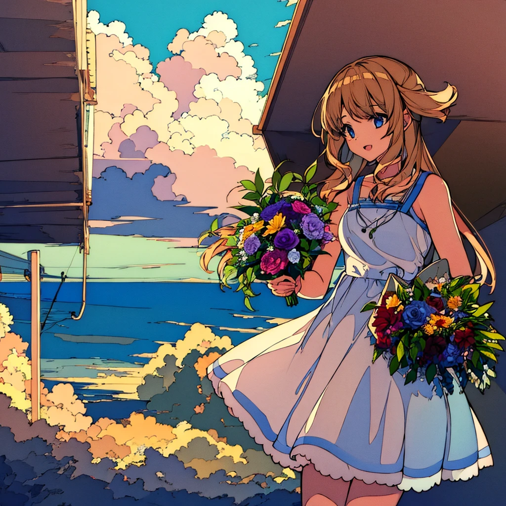 Girl with a bouquet Modern Cumulonimbus Summer