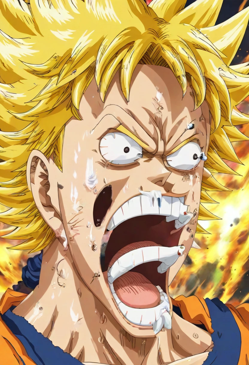 PEOPShockedFace, eyes popping out, shocked face, mouth open anime, cartoon,
son goku, dragonball z,
masterpiece, high resolution, octance 4k, high detail,