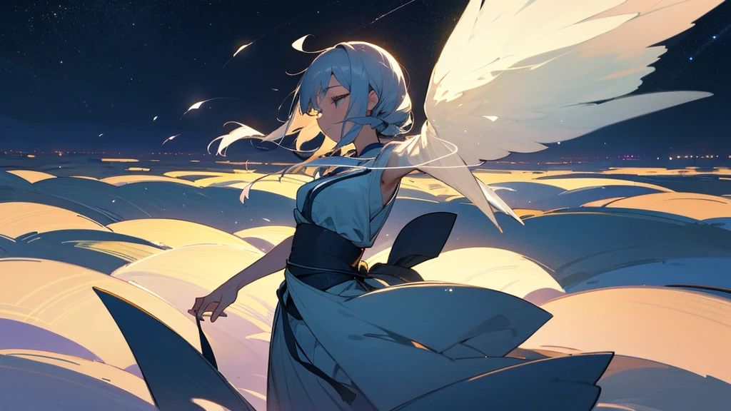 In the silence of the night、I drew a dancing silhouette in the gentle moonlight、Fantastic and romantic scenery。Silvery leaves fly up、star々quietly watches the movement。