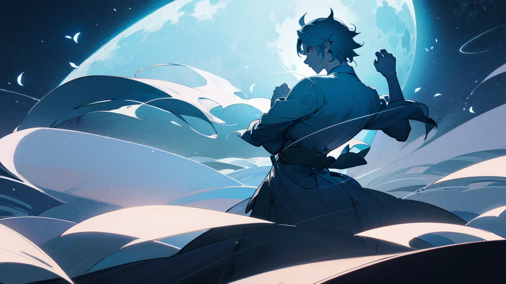 In the silence of the night、I drew a dancing silhouette in the gentle moonlight、Fantastic and romantic scenery。Silvery leaves fly up、star々quietly watches the movement。