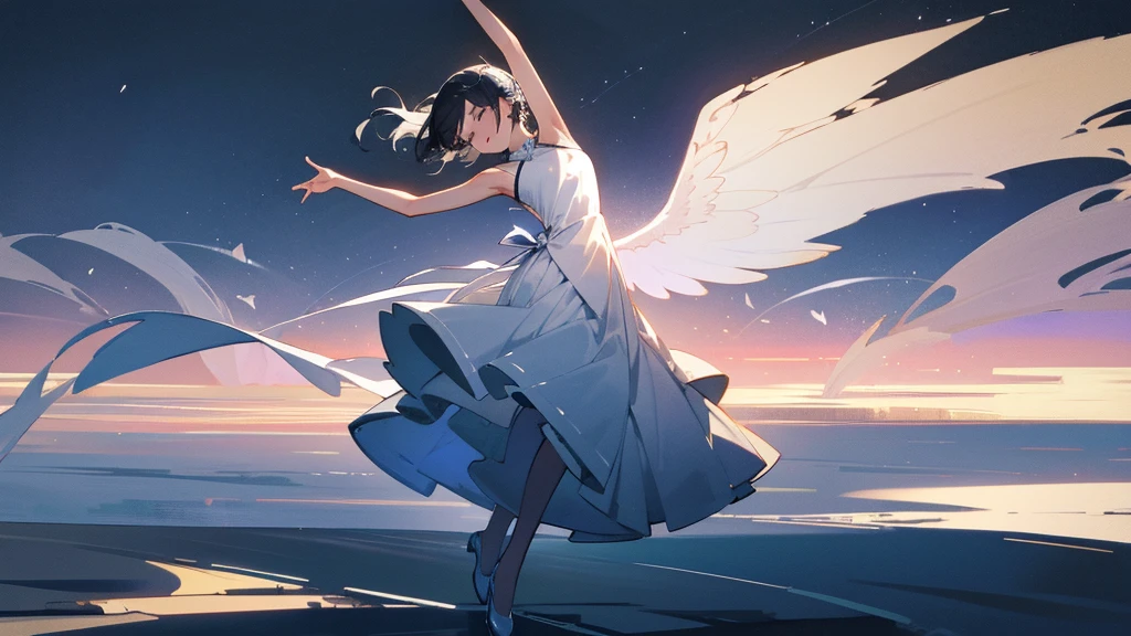 In the silence of the night、I drew a dancing silhouette in the gentle moonlight、Fantastic and romantic scenery。Silvery leaves fly up、star々quietly watches the movement。