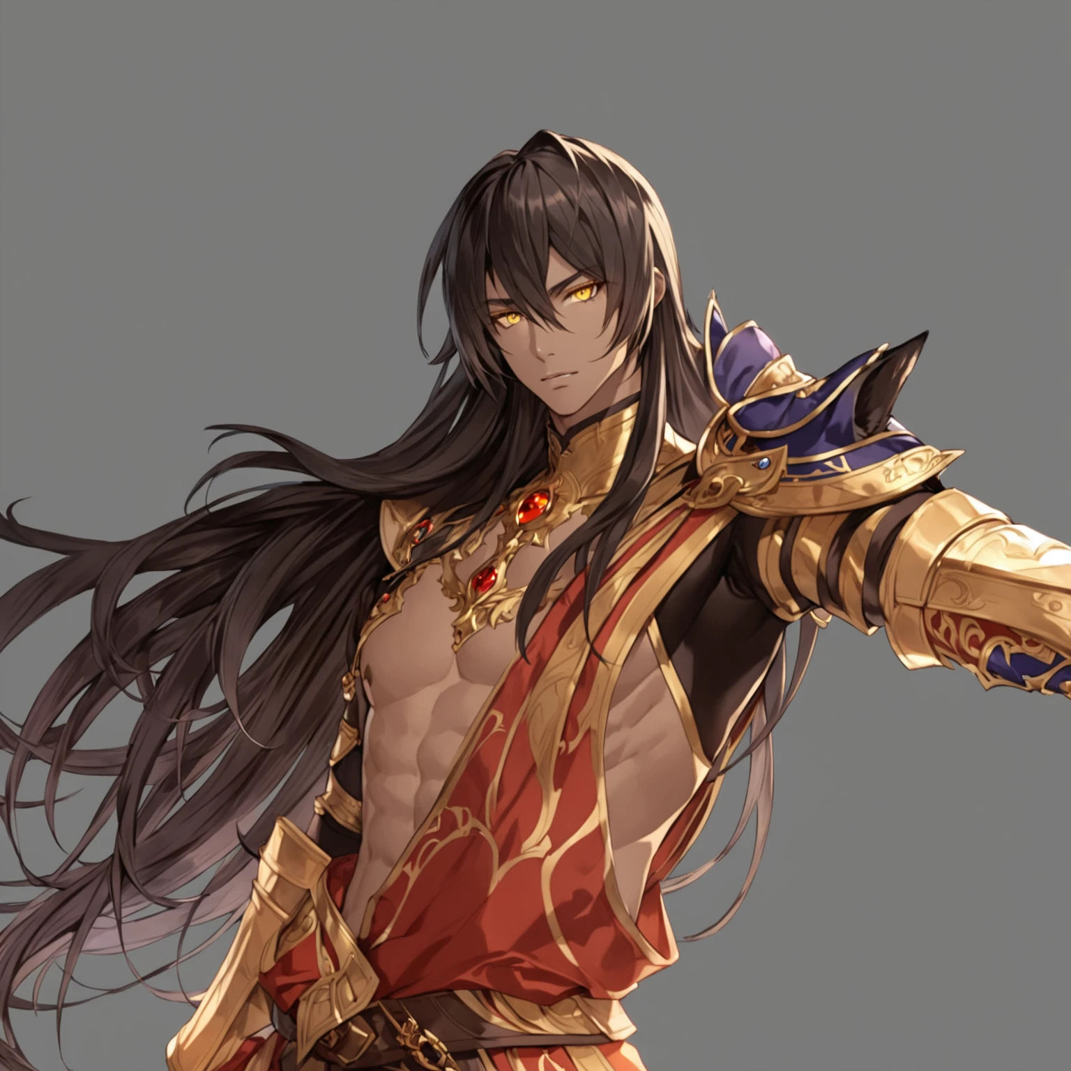 masterpiece, best quality, good quality, Fantasy aesthetics, Highly detailed, shadowverse style, male, dark skin, white hair, yellow eyes, wolf ear