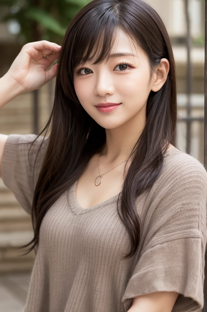 Wink、female、若いfemale性、#Hikaru Sanjo、#Kakojo、Forehead Baring、Long Straight、Wink、