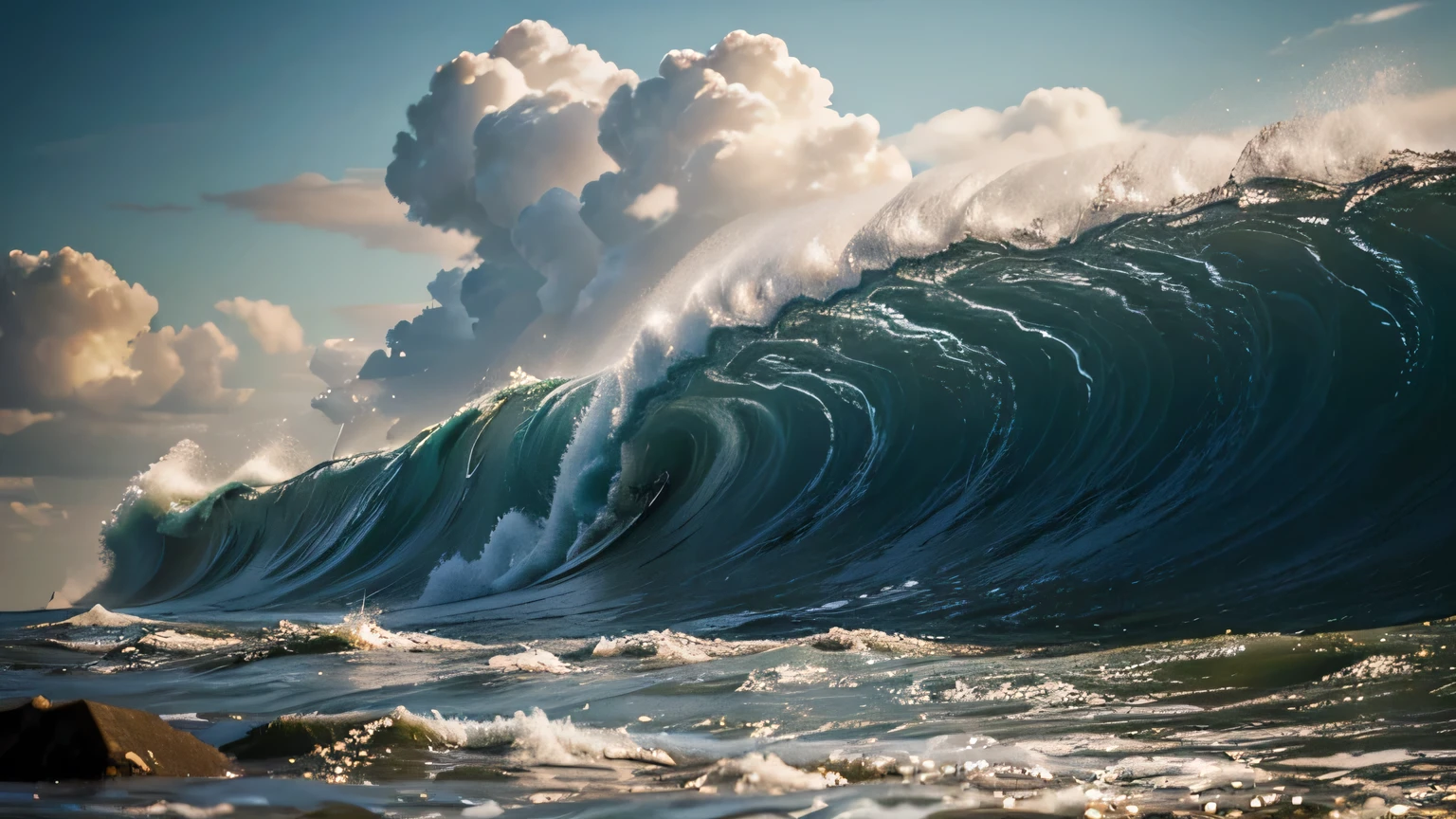 The sea wave advances over the river, goes up the river destroying both banks, the sea wave enters the river causing it to retreat in a large wave, facing him, the wave is transverse to the banks and rises up the river with the force of a tsunami, destroying the sides. A tsunami penetrating the Atlantic into the Amazon River a tsunami entering the Amazon River facing it, A giant wave, Amazon, rises up the Amazon River, devastating the sides, it is a giant wave and a tsunami invading the Amazon River, devastating the sides, the Amazon River at its mouth is 300 km wide and narrows as it goes up the rivers reaching 15 km wide the wave is only around 8 meters high but reaches the entire length from side to side of the river bank an image Super detailed of the Pororoca at the mouth of the Amazon River the Pororoca is a phenomenon when the Atlantic invades the Amazon River when it appears it overcomes the strength of the giant River and rises up the River and as it rises the River destroys trees and ravines on the banks of the Amazon River ((best quality)), ((masterpiece)), (detailed),