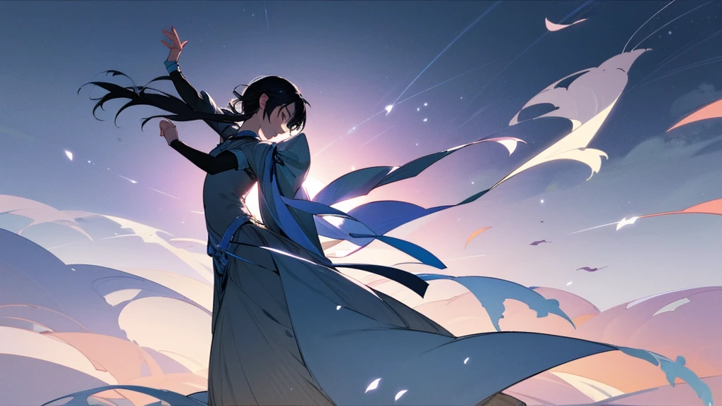 In the silence of the night、I drew a dancing silhouette in the gentle moonlight、Fantastic and romantic scenery。Silvery leaves fly up、star々quietly watches the movement。