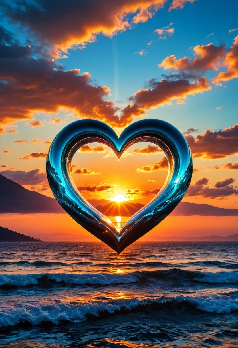a close up of a aceno making a heart shape with the sun setting in the background, breathtaking aceno, stunning acenos, tube aceno, ocean aceno, aceno, incredible depth, beautiful image already created, beautiful acenos in sea, aceno breaking, linda arte, lindo papel de parede para iphone, ((acenos, ❤🔥🍄🌪, ocean acenos, inside the curl of a aceno