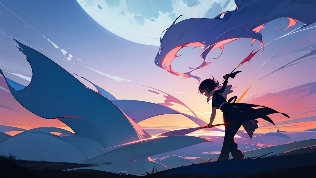 In the silence of the night、I drew a dancing silhouette in the gentle moonlight、Fantastic and romantic scenery。