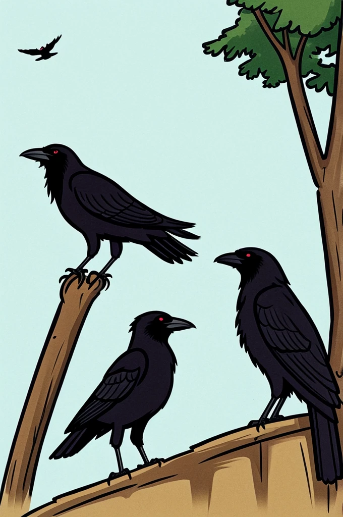 Crow and fox cartoon picture